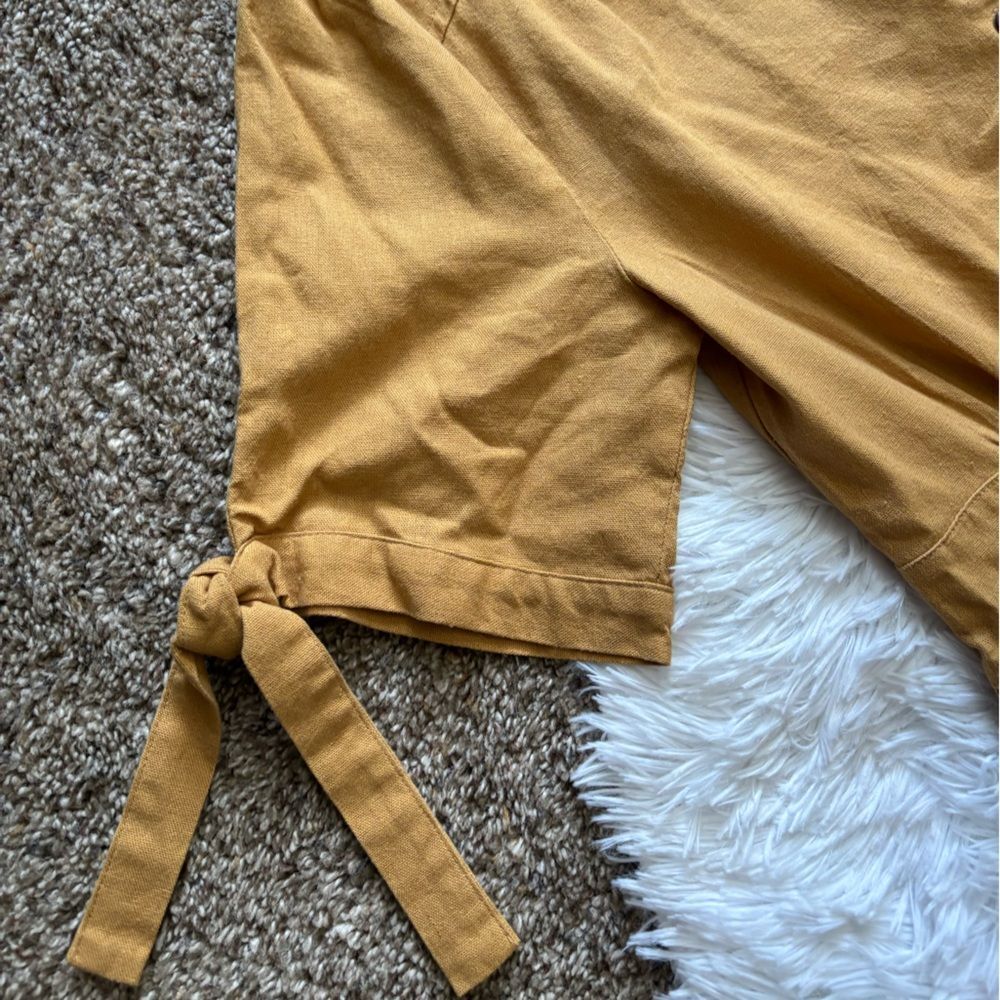 J Gee Dress Linen Rayon Button Down Mustard Womens Size Small - Picture 6 of 9